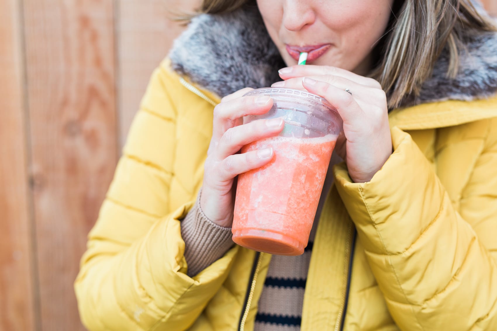 Me (Eb Gargano) drinking a smoothie through a straw (and looking very happy about it!)