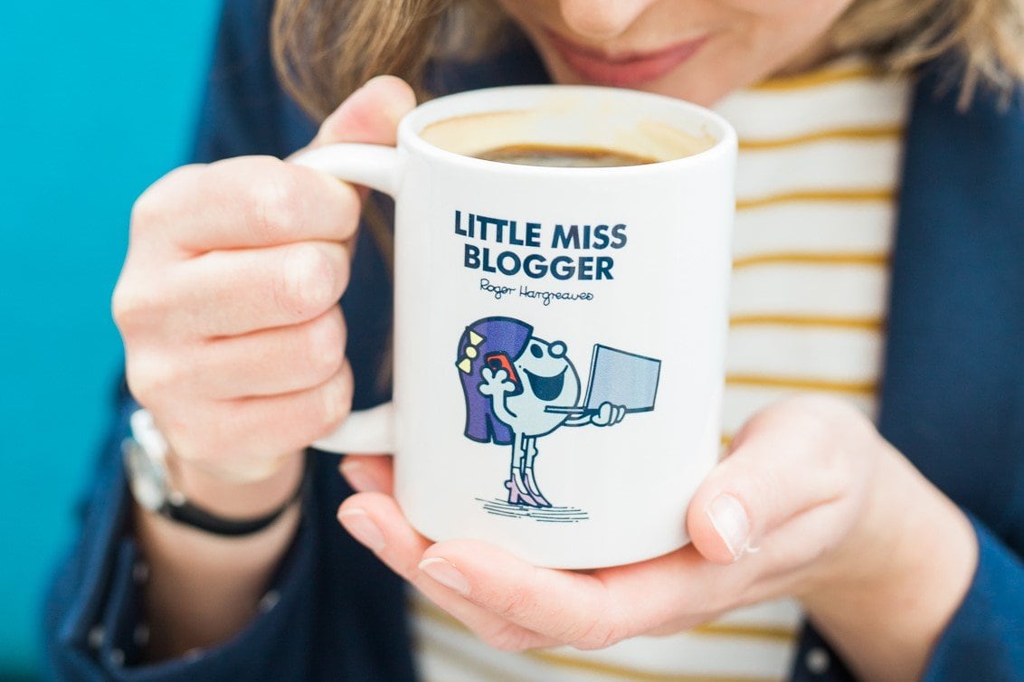 Me (Eb Gargano) holding my Little Miss Blogger mug