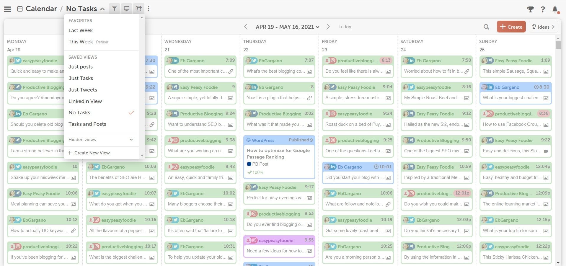 Screengrab of CoSchedule Marketing Calendar and Calendar Filters