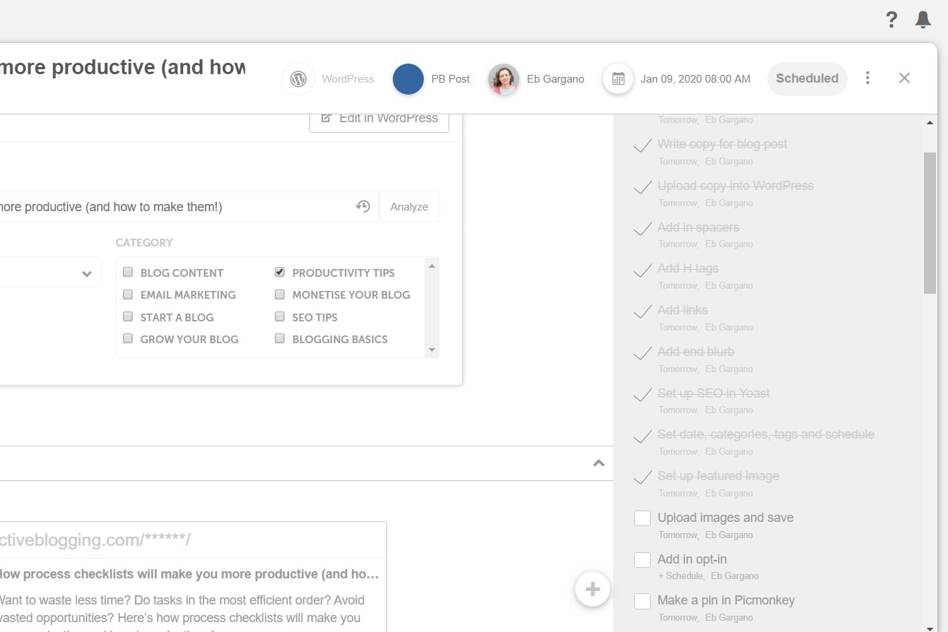 Task Templates in CoSchedule