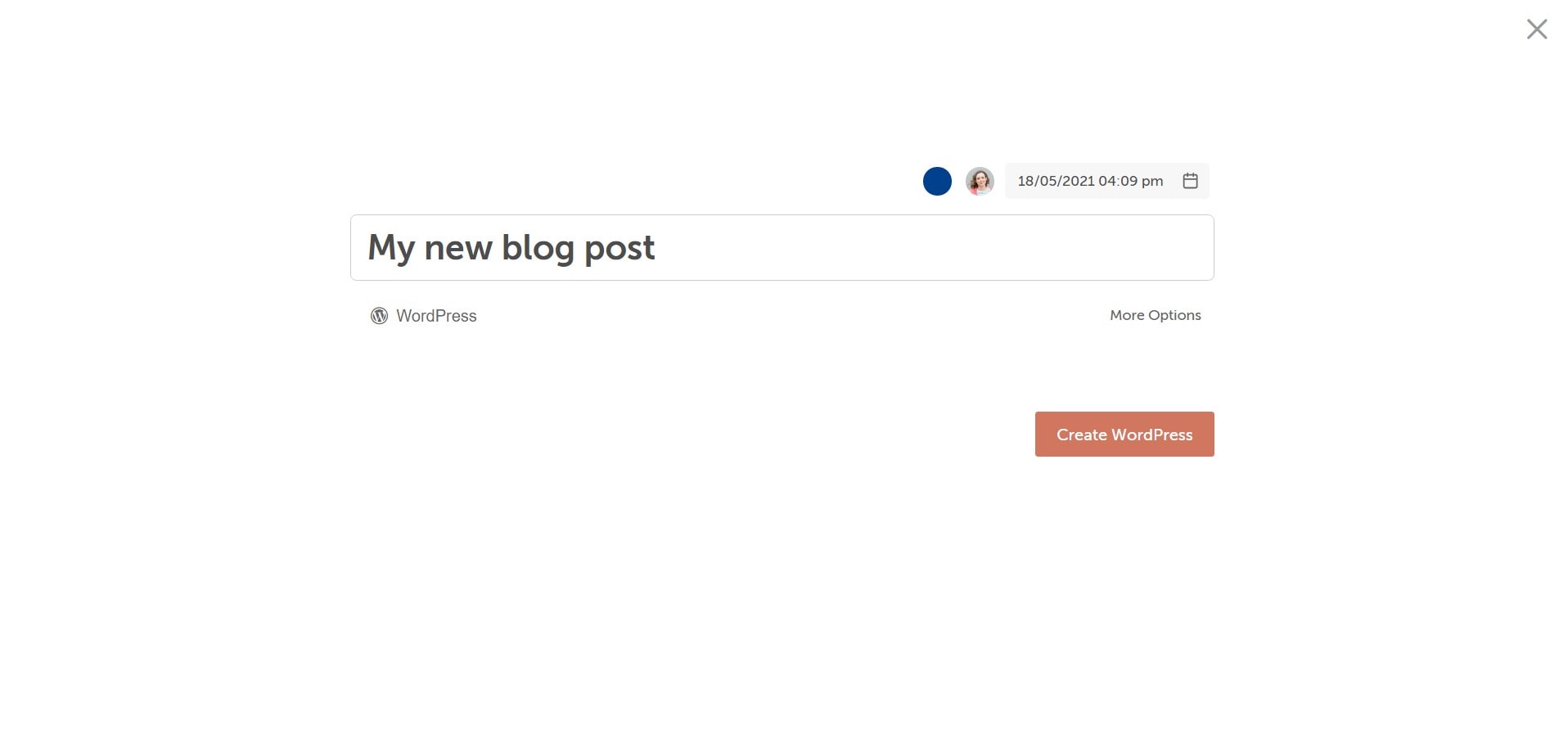 Screengrab of new blog post setup in CoSchedule