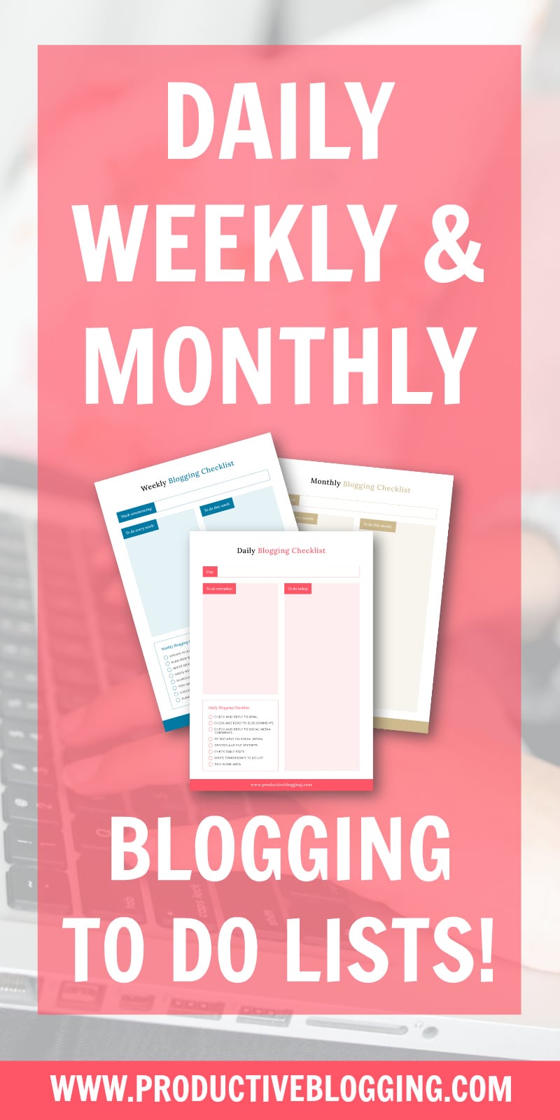 Blogging is a whole lot more than writing posts! How do you keep on top of all the tasks? Steal my daily, weekly and monthly blogging checklists to help you stay on track! #bloggingtodolist #bloggingtodolists #bloggingchecklist #bloggingchecklists #todolist #checklist #blogging #bloggers #bloggerofIG #instabloggers #bloggingtips #blogginghacks #productivity #productivitytips #productivityhacks #solopreneur #productiveblogging #productivebloggingcommunity