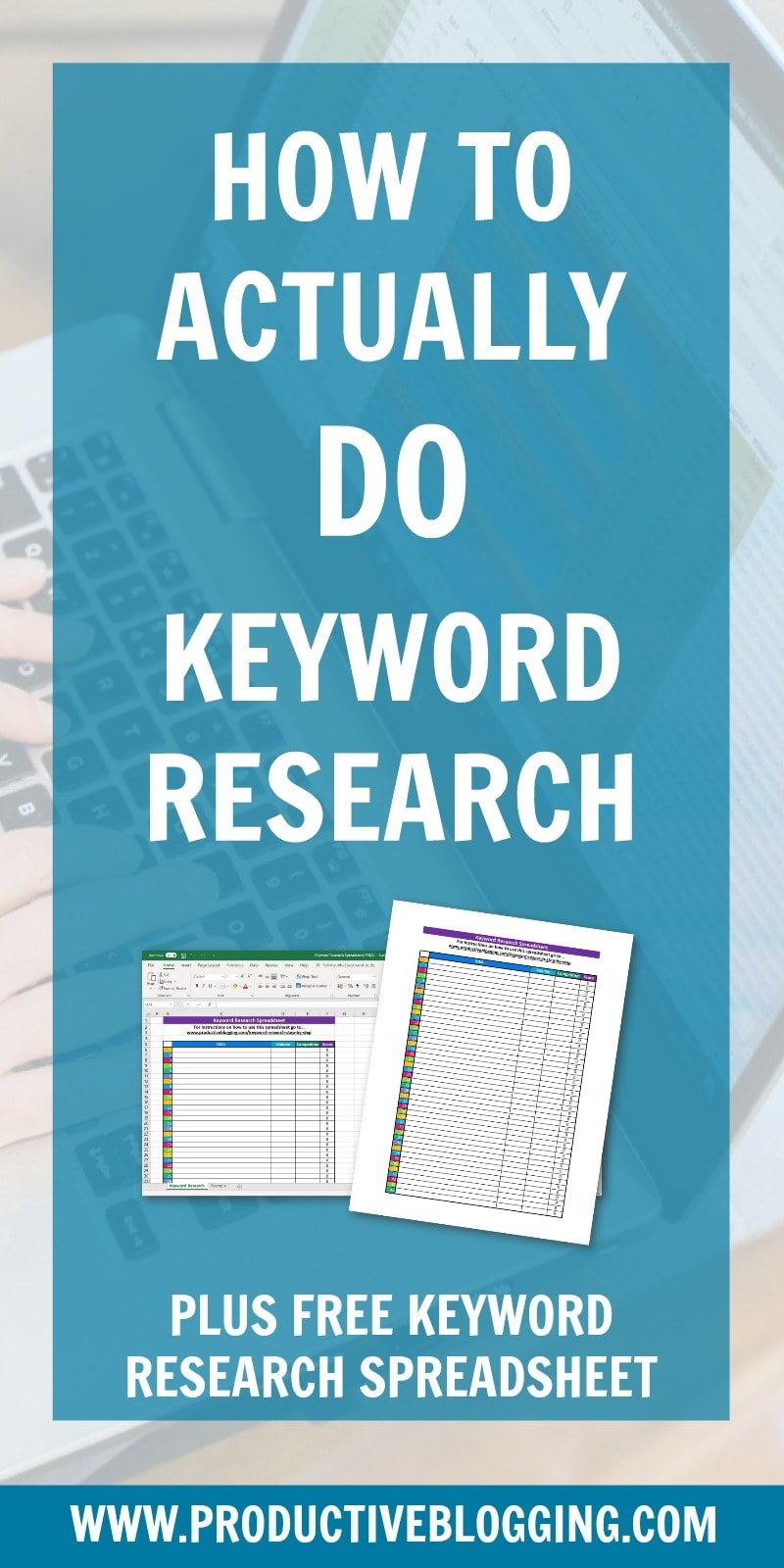 Have you read a lot about keyword research, but still struggle with how to actually DO it? Then this post is for you! I take you step by step through how to do keyword research for your blog, plus provide you with the perfect tool to make keyword research simple – my FREE Keyword Research Spreadsheet! This easy to use spreadsheet calculates which of your post ideas are likely to perform best on your blog. #SEO #SEOtips #searchengineoptimization #keywordresearch #yoast #productiveblogging