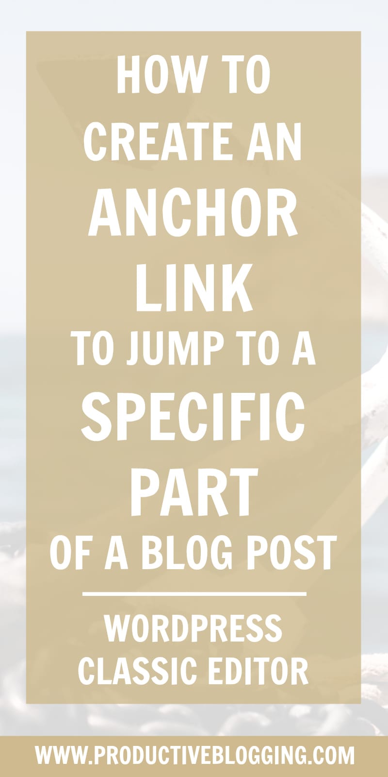 Want to create a link in a blog post that will allow your reader to ‘jump’ to a specific part of your blog post? It’s really easy to do with the WordPress Classic Editor. Here’s how… #anchorlink #jumplink #linkjump #wordpress #wordpressclassiceditor #classiceditorplugin #blogpostindex #blogpost #bloggingbasics #blogging #bloggers #bloggingtips #productiveblogging #blogsmarternotharder