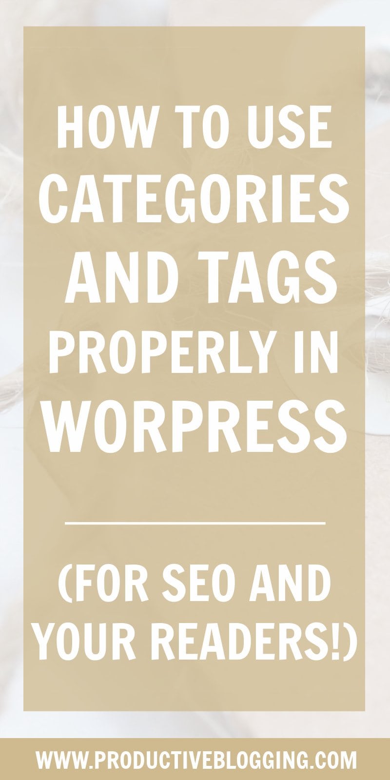 Categories and tags are different ways of organizing your content in WordPress and helping users – and search engines – navigate your site. Here’s how to use them properly – for SEO and your readers! #wordpress #wordpressSEO #wordpresstags #wordpresscategories #SEO #SEOtips #SEOhacks #searchengineoptimization #SEOforbloggers #SEOforbeginners #beginnersSEO #blogSEO #growyourblog #bloggrowth #bloggingtips #blogtips #blogging #bloggers #productiveblogging