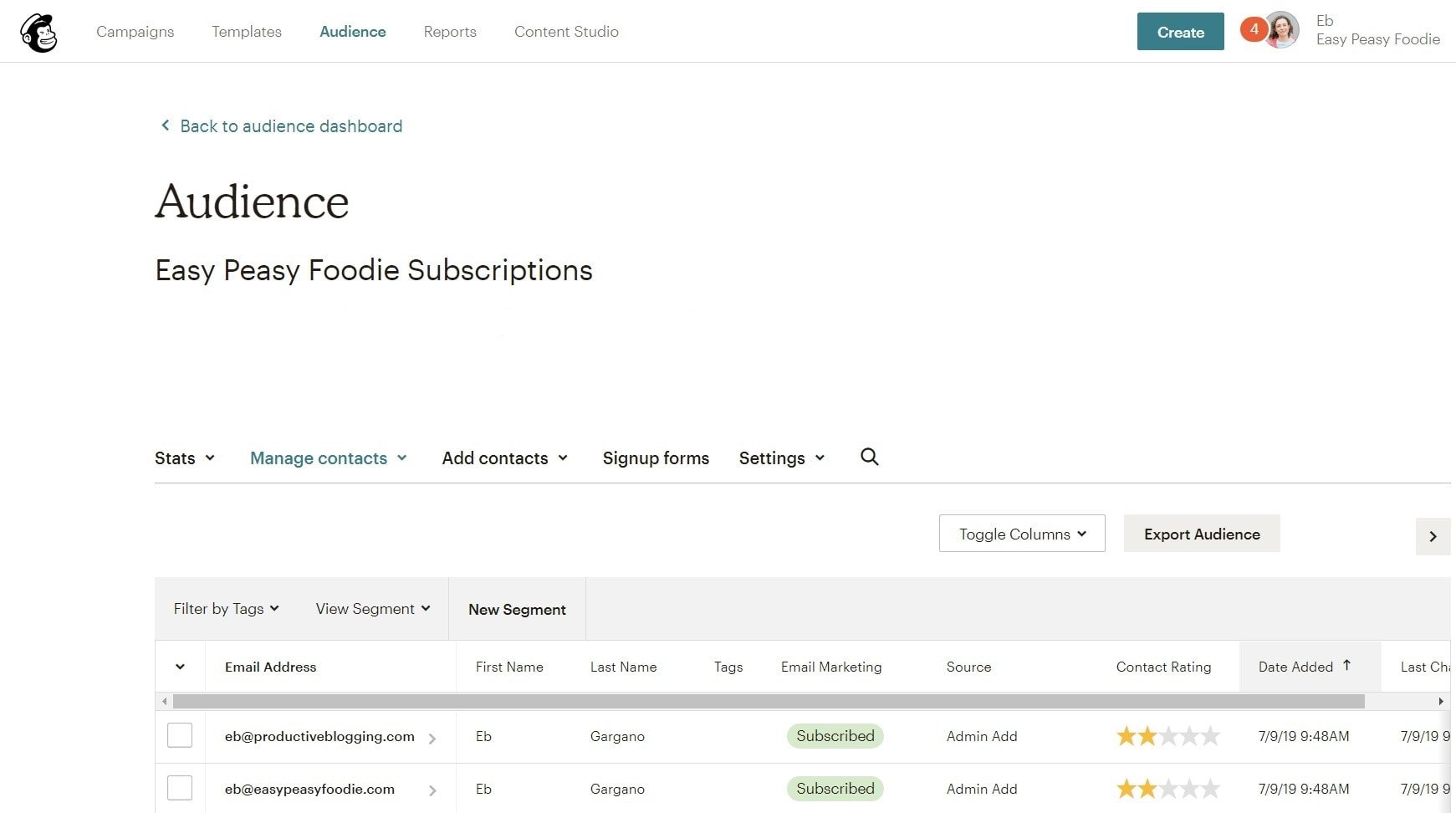 Mailchimp Audience Dashboard 