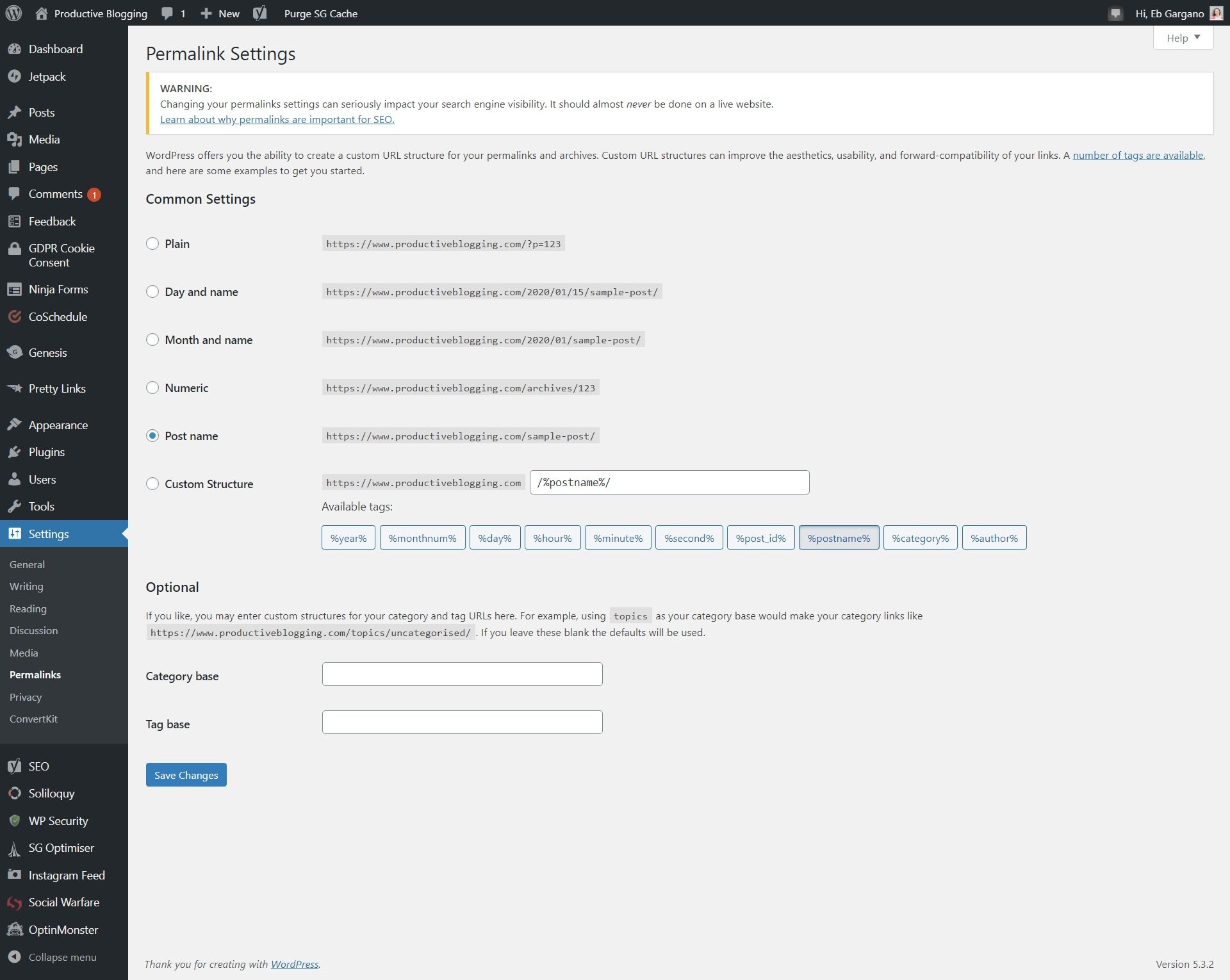 How to choose the correct permalink structure in WordPress