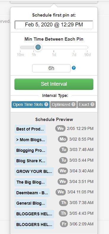 How to schedule a pin with Tailwind using intervals