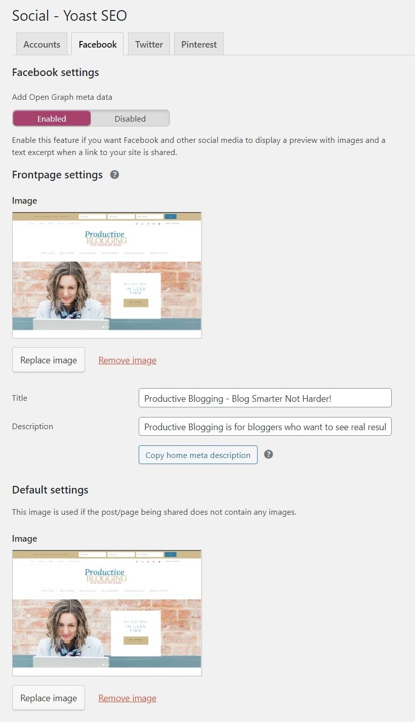 Yoast Plugin Settings Social Media Facebook